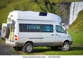 Iceland September 16 2015 Mercedes Benz Sprinter 4x4 Westfalia James Cook Camper Van Parked Up Near Skogafoss Waterf Mercedes Mercedes Benz Sprinter Camper