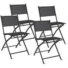 Set Of 4 Outdoor Camping Deck Garden Black Folding Chairs Lounge Chair Outdoor Folding Chair Deck Garden