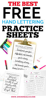 The Best 11 Hand Lettering Practice Sheets For Free Awesome Alice 3 free hand lettering worksheets by printable crush.