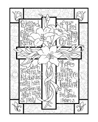 Easter Lily Cross Coloring Page In Two Sizes 8 5x11 Bible Etsy Cross Coloring Page Easter Coloring Pages Bible Coloring Pages