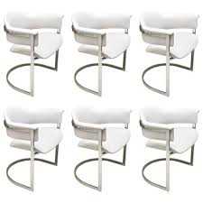 Set Of Six Vintage Grey Leather And Chrome Italian Dining Chairs From A Unique Col Leather Dining Chairs Antique Dining Room Chairs Dining Room Chairs Modern