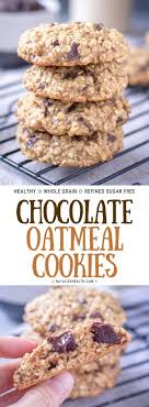 Chewy And Loaded With Chocolate Chips These Chocolate Oatmeal Cookies Are A Perfect Healthy Delight For All Recipes Chocolate Oatmeal Cookies Chocolate Oatmeal