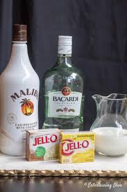 Layered Pina Colada Jello Shots Ingredients Pina Colada Jello Shots Rum Jello Shots Jello Shot Recipes