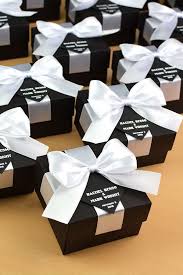 Chic Black White Wedding Favor Gift Box With Satin Ribbon Bow And Your Names Elegant Person Classic Wedding Favors Wedding Gift Favors Candy Wedding Favors