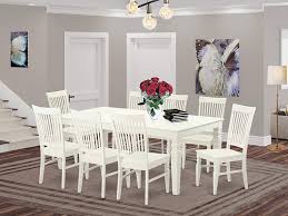 Kitchen table & chair sets. Amazon Com 9 Pctable Set With A Dining Table And 8 Dining Chairs In Linen White Table Chair Sets