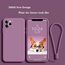 Luxury Liquid Silicone Case For Iphone 11 Pro Max 12 Protector Case For Iphone Xs Max Xr X 7 8 6s Plus Se2 2020 Cover With Strap Fitted Cases Purple Iphone Case Iphone Apple Iphone Case