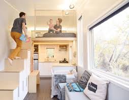 Take A Look At How This Tiny House Couple Modified Their Home To Make It Safe And Comfortable For A Ne Tiny House Living Room Tiny House Living Tiny House Loft