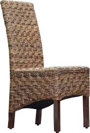 Features A Manila Style Hand Woven Abaca Finish A Natural Rattan Wicker Design And A Dual Stain Mah Dining Chairs Upholstered Side Chair Rattan Dining Chairs