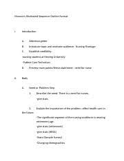 Only three words per sentence are allowed, although. Keyword Outline 2 Monroes Motivated Sequence Outline Format I Introduction A Attention Getter B Introduce Topic And Motivate Audience Nursing Shortage Course Hero