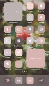 Aesthetic Ios 14 Iphone Home Screen Layout Inspiration App Icon Pack Pink Mauve Neutral Iphone Home Screen Layout App Icon Homescreen
