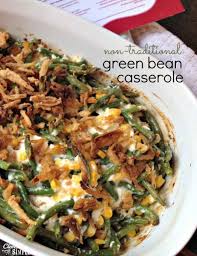 Non Traditional Green Bean Casserole Made With Frozen Green Beans Delicious Greenbean Casserole Recipe Green Bean Casserole Traditional Green Bean Casserole