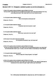 Find, use, and interpret measures of center and spread, including mean and interquartile range. Worksheet For 6 Sp 1 1 0 Recognize A Statistical Question As One That Anticipa Statistical Questions Worksheets This Or That Questions