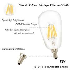 8w St21st64 Edison Led Filament Bulb Lustaled E12 Candelabra Base 120v Clear Squirrel Cage Style Decorative Bulb 80w Incandescent Filament Bulb Bulb Light Bulb