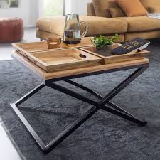 Kleiner beistelltisch aus holz rund stubentisch couchtisch. Finebuy Couchtisch 60x47 5x60 Cm Akazie Massivholz Metall Tabletttisch Design Wohnzimmertisch Quadratisch Sofatisch Massiv