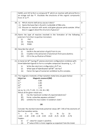 Cbse Sample Question Papers For Class 12 Chemistry Mock Paper 1 Sample Question Paper Question Paper Chemistry