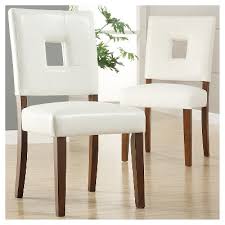Set Of 2 Troy Keyhole Dining Chair Wood White Inspire Q Leather Kitchen Chairs Faux Leather Dining Chairs Dining Chairs