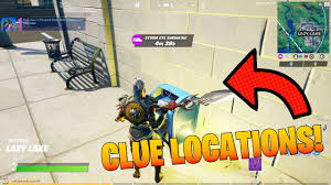 Fortnite season 5 week 2 challenge guide: Find Clues Pleasant Park Holly Hedges Lazy Lake Locations Fortnite Challenges Chapter 2 Season 5 Youtube