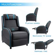 Homall Gaming Recliner Chair With Pu Leather Black Blue Walmart Com Home Theater Seating Leather Reclining Furniture
