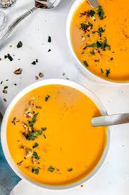 Roasted Sweet Potato Soup Recipe In 2020 Sweet Potato Soup Fall Soup Recipes Healthy Appetizer Recipes