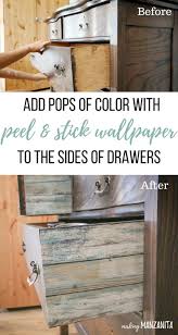 Add Peel And Stick Wallpaper To The Sides Of Drawers Peel And Stick Wallpaper Wallpaper Dresser Diy Projects Tutorials