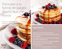 Pancakes A La Farine De Patate Douce Recette Healthy Natura Force Recettes De Pancake Recette Pancakes Recette