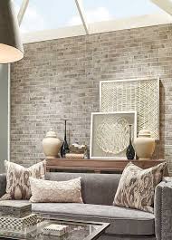 Beautiful Capella Taupe Tile Gives This Room Instant Character Shop The Look Brick Wallpaper Living Room Brick Wall Living Room Accent Walls In Living Room