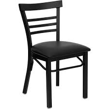 Black Metal Ladder Back Rung Diner Chair In Black Metal Dining Chairs Flash Furniture Restaurant Chairs