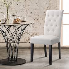 Langria Button Tufted High Back Dining Chair Modern Faux Linen Upholstered With Di Rustic Dining Room Chairs Modern Farmhouse Dining World Market Dining Chairs