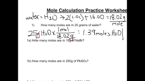 Calculate the mass of cocl3.6h2o required to prepare 500.0 ml of a 0.200 m solution. Mole Calculation Worksheet Part 1 Youtube