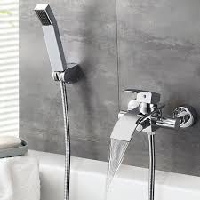 Mitigeur De Baignoire Robinet De Douche En Cascade Avec Pommeau De Douche Economie D Eau Laiton Chrome Pour Salle De Bain Xbs0129 11