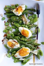 Spring Green Vegetable Salad With Pecorino Eggs Springtime Recipes Vegetable Salad Appetizer Salads