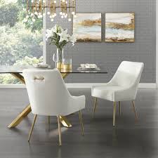 Inspired Home Capelli White Gold Pu Leather Metal Leg Armless Dining Chair Set Of 2 Ad91 01we2 Hd The Home Depot Gold Dining Room White Dining Chairs Leather Dining Room Chairs