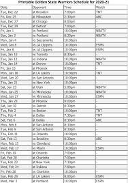 Golden state warriors (nba) games. Printable Golden State Warriors Schedule And National Tv Schedule For 2020 21 Season Interbasket