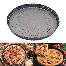 Pizza Baking Tray Carbon Steel Pizza Pan Oven Baking Roasting Pan Round Trays With Holes High Temperature Resistance Non Tray Bakes Baked Roast Roasting Pan