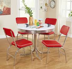 50s Kitchen Chairs Diner Style Vintage Chrome Retro Set Of 2 Red Upholstered New Retro Dining Rooms Retro Dining Table Kitchen Dining Sets