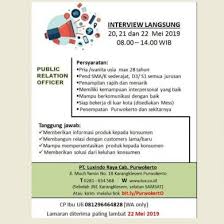 Info lowongan kerja jasa raharja persembahan informasicpnsbumn.com. Lowongan Kerja Pt Luxindo Raya Cab Purwokerto Mei 2019