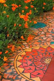 Love The Tile Design Colors Flowers Mosaic Garden Mosaic Garden Art