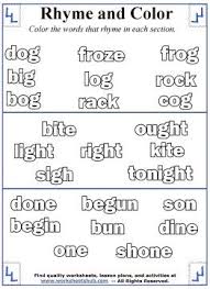Rhyming Word Coloring Rhyming Words Rhyming Words Worksheets Rhyming Worksheet