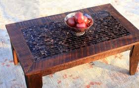 Table A Cafe Mosaique Tile Table A Cafe Rustique Refini Table A Cafe Personnalisee Flamme De Chocolat 40 L X 23 W X 17 T Finition Chocolat Brun In 2020 Tiled Coffee Table Mosaic