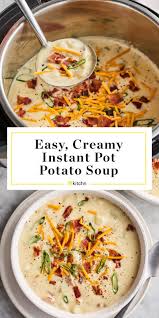 This Instant Pot Potato Soup Is Easy Creamy And Loaded With Bacon Recipe Instant Pot Potato Soup Recipe Instant Pot Dinner Recipes Pot Recipes