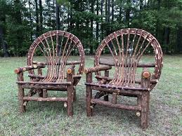 Two Handmade Twig Chairs Rustic Bentwood Willow Twig Chairs Etsy Willow Furniture Twig Furniture Rustic Rocking Chairs