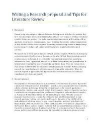 Research Proposal Tips For Writing Literature Review Research Proposal Dissertation Writing Research Paper