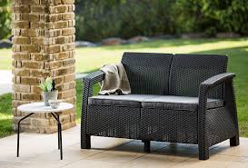 Amazon Com Keter Corfu Love Seat All Weather Outdoor Patio Garden Furniture W Cushions Charcoal Patio Loveseats Garden Outdoor With Images Patio Loveseat