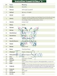 Fun Spice Muslim Girl Name With Meaning In English Start With D