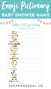 Emoji Pictionary Baby Shower Game Free Printable Sugar Soul Una Parte Esse Free Printable Baby Shower Games Free Baby Shower Games Storybook Baby Shower