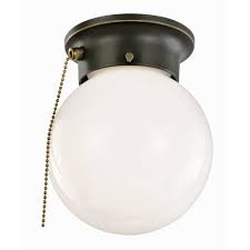 Design House 1 Light Oil Rubbed Bronze Ceiling Light With Opal Glass And Pull Chain 519264 The Home Depot Bronze Ceiling Lights Ceiling Lights Bathroom Ceiling Light