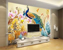 Beibehang Custom 3d Wallpaper Living Room Bedroom Mural Peacock Relief Flower Sofa Tv Background Mural Wall Stickers Living Room Wall Painting Peacock Wall Art