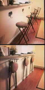Folding Bar Stools And Space Saver Like The Simplicity Of This I M Sure The Hanger Could Be Somehow Be Made Diy Bar Stools Folding Bar Stools Wood Bar Stools