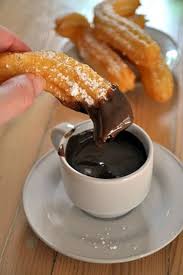 Churros Sometimes Referred To As A Spanish Doughnut Is A Fried Dough Pastry Based Snack Normally Eaten For B Food Churros Con Chocolate Mexican Food Recipes