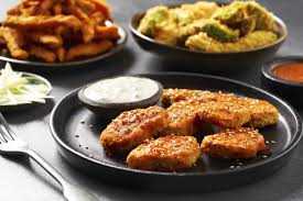 Quorn Buffalo Nuggets With Vegan Blue Cheese Sauce Recipe Quorn Quorn Recipes Blue Cheese Sauce